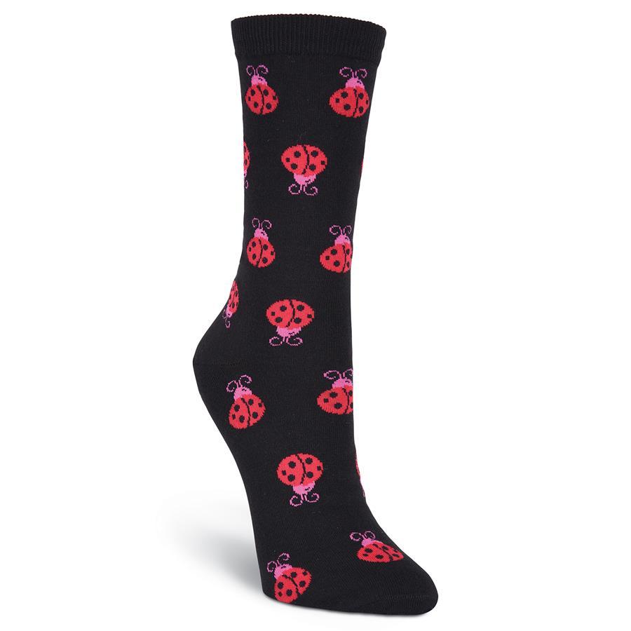 Ladybug Socks Women&#39;s Crew Sock Black