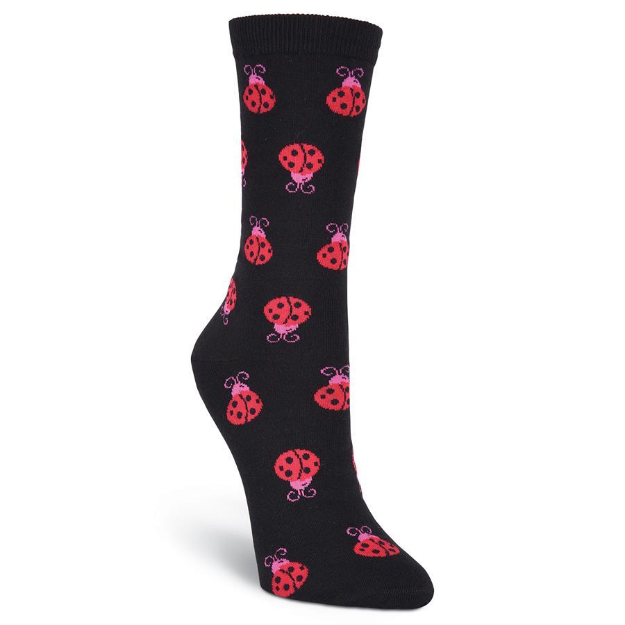 Ladybug Socks Women's Crew Sock Black