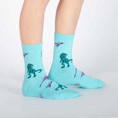 Land Of The Dino Socks Youth Crew Sock Blue