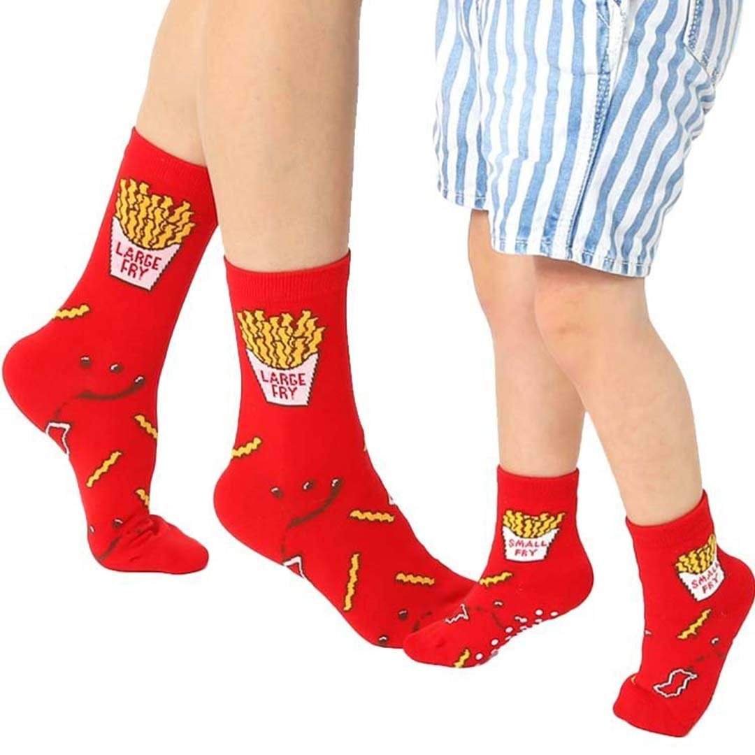 Large Fry and Small Fry Me and Mini Crew Socks Yellow
