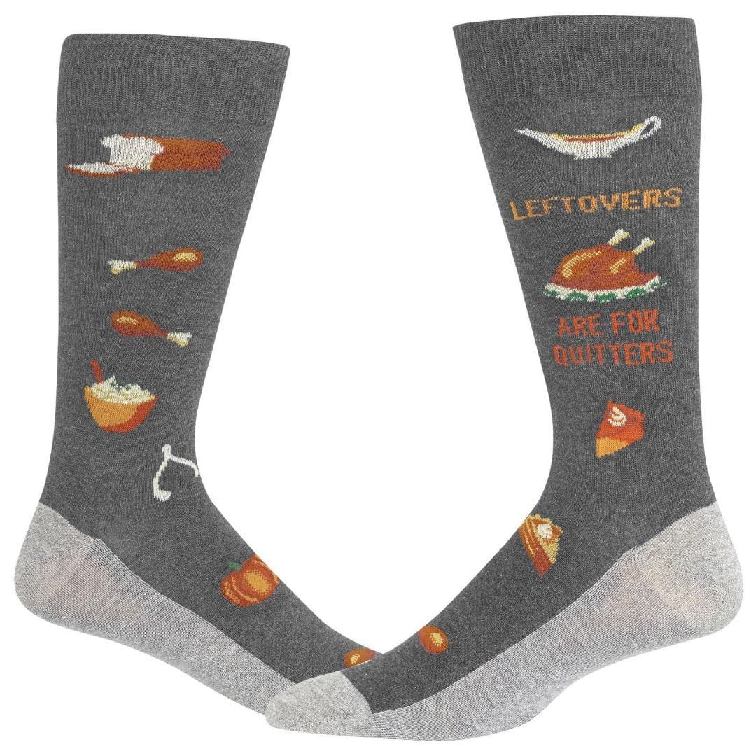 Leftovers are for Quitters Socks Men&#39;s Crew Sock Charcoal Grey