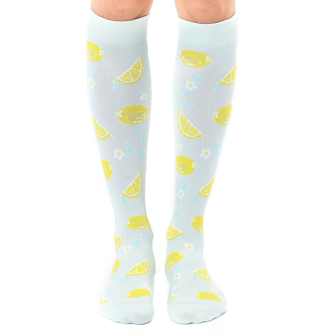 Lemon Unisex Compression Socks Blue