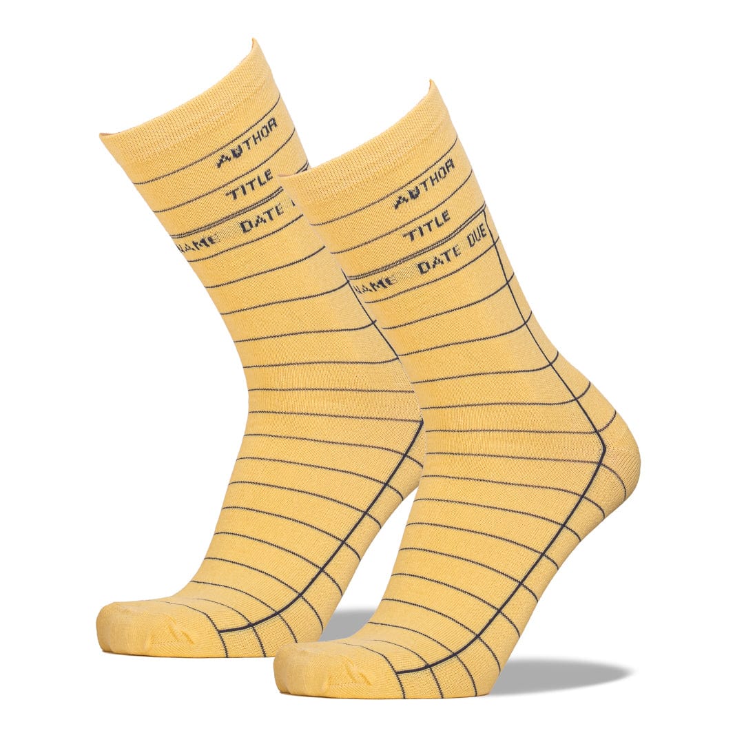 Library Card Socks Unisex Crew Sock Men&#39;s / Yellow