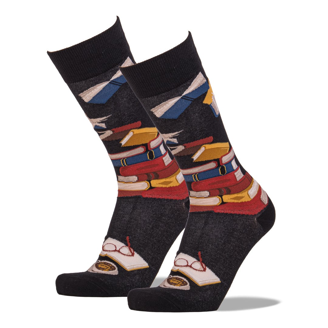 Library Socks for Literacy Men’s Crew Sock black