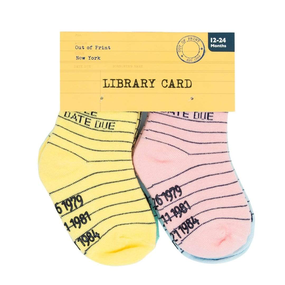 Library Card Pack of 4 Crew Socks Multi Colored