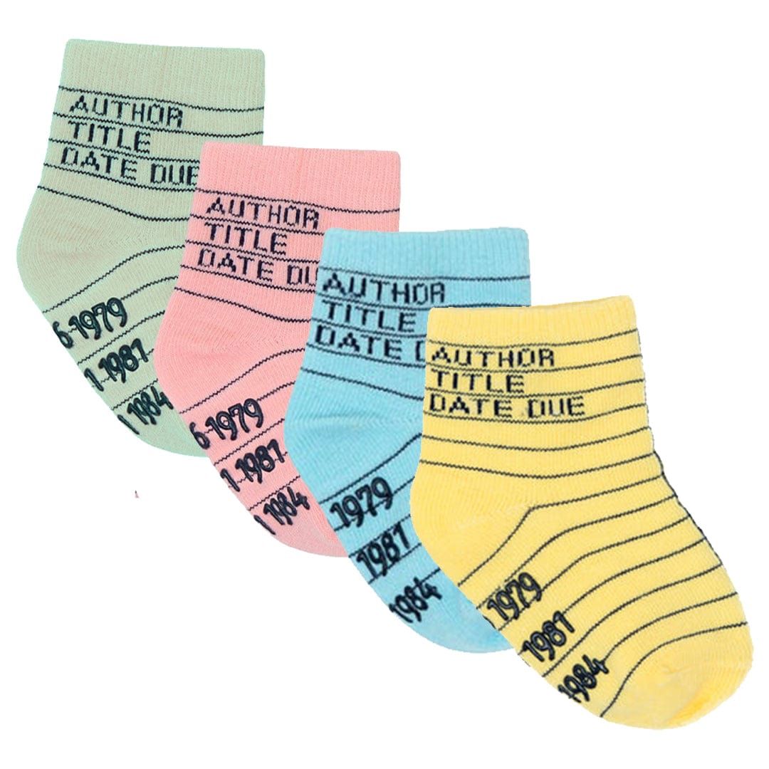 Library Card Pack of 4 Crew Socks Multi