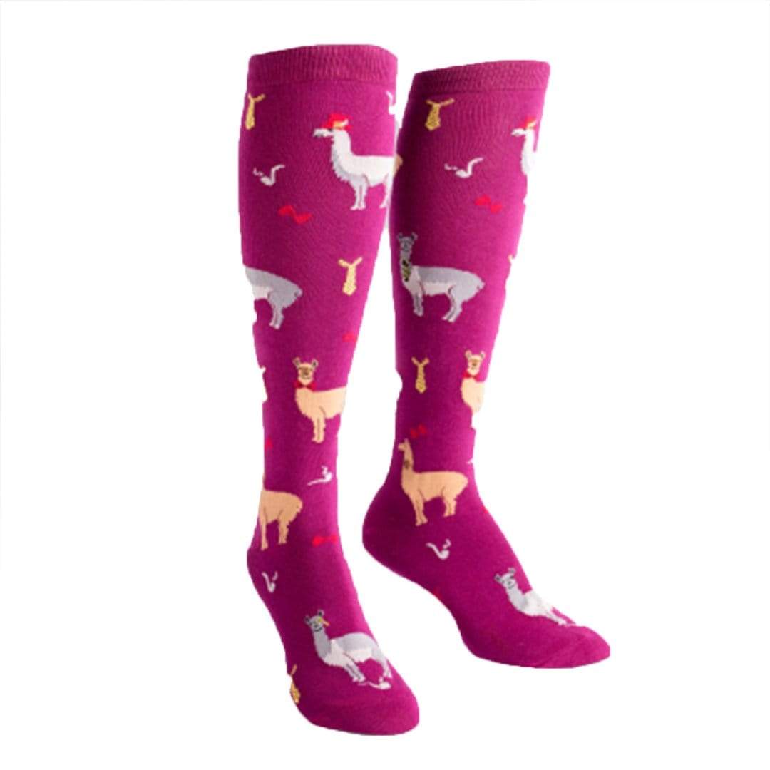 Llama Drama Socks Women's Knee High Sock Pink