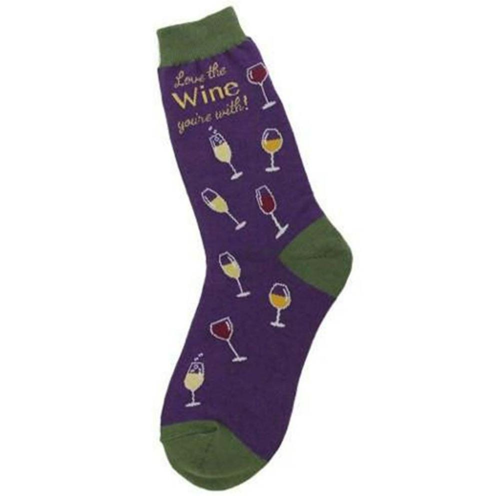 Love the Wine You’re With Socks Women's Crew Sock Purple
