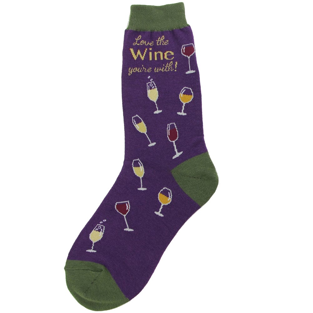 Love the Wine You’re With Socks Women's Crew Sock Purple