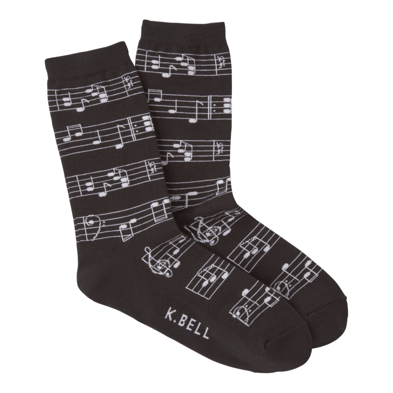 Black Making Music Women&#39;s Crew Sock Black with White