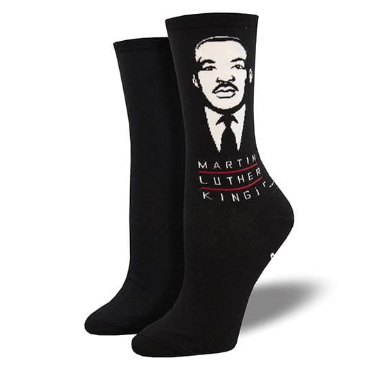 Martin Luther King Socks Women's Crew Sock Black