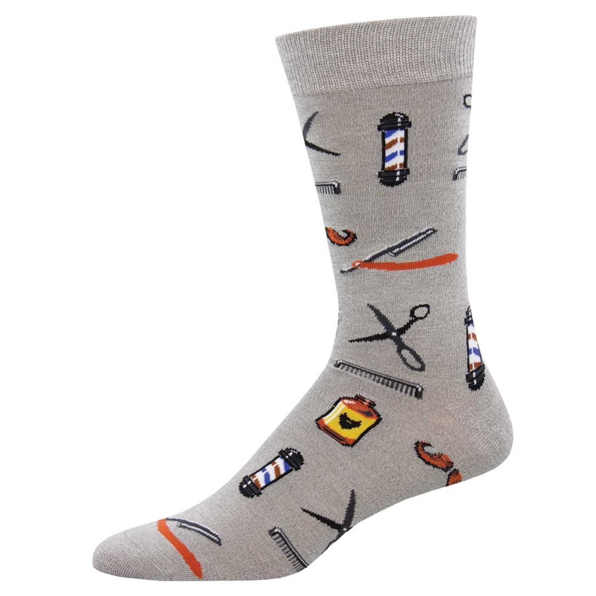 Barber Shop Men's Crew Socks Grey