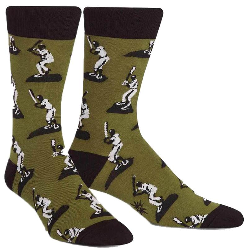 Batter Up Baseball Socks Men’s Crew Sock green