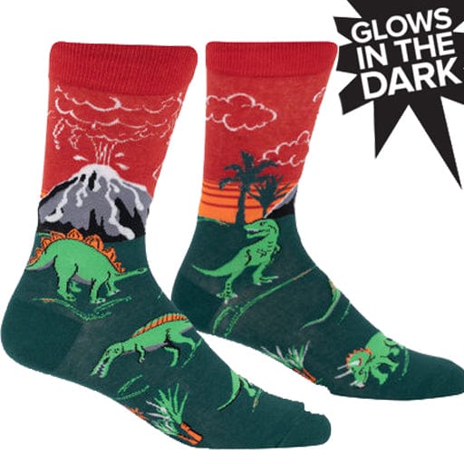 Dinosaur Days Men&#39;s Crew Sock Red