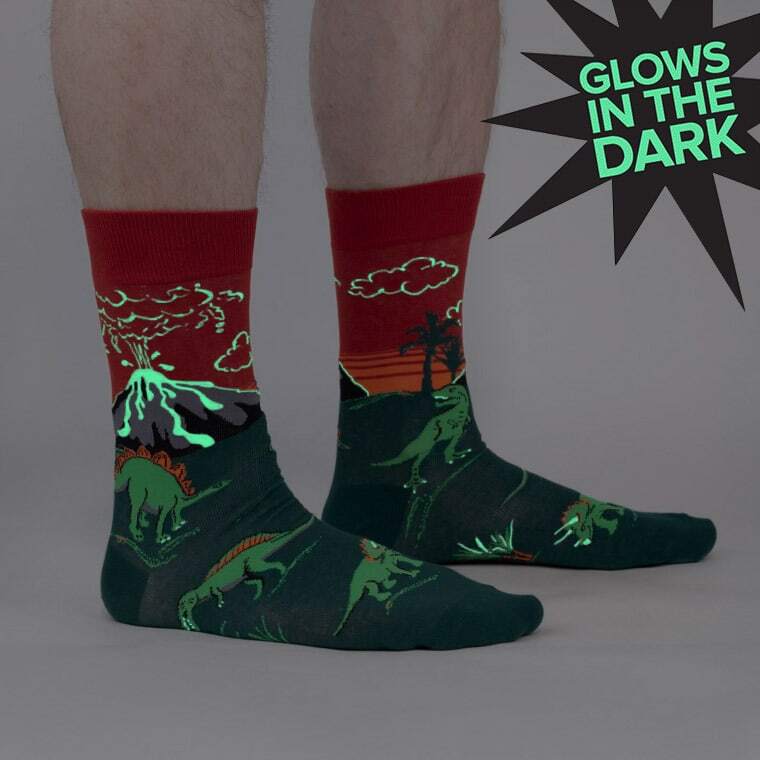 Dinosaur Days Men&#39;s Crew Sock Red