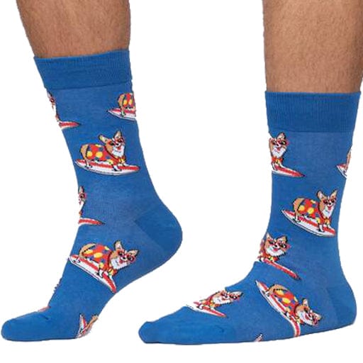 Corgi-bunga Men's Crew Socks Blue