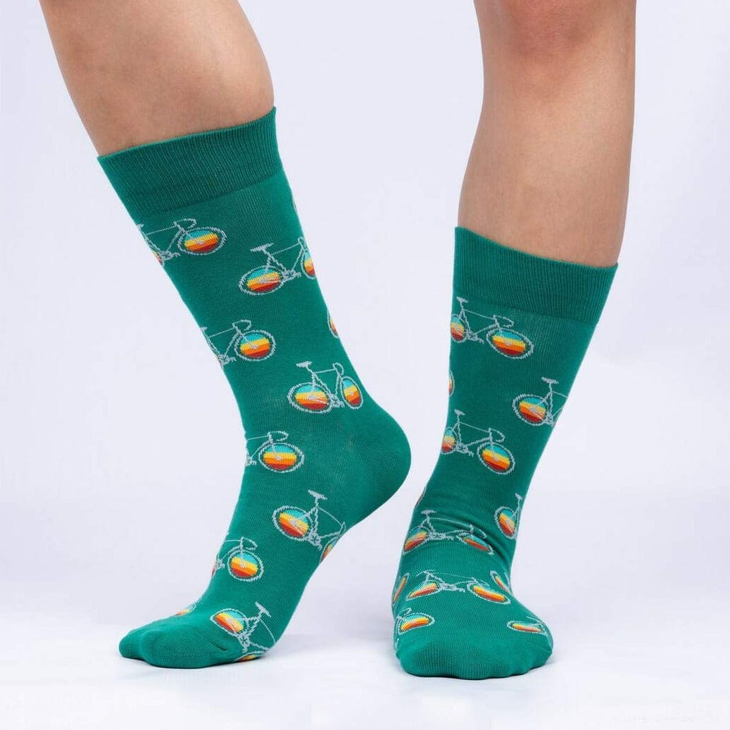 Pedal Power Men's Crew Socks Green