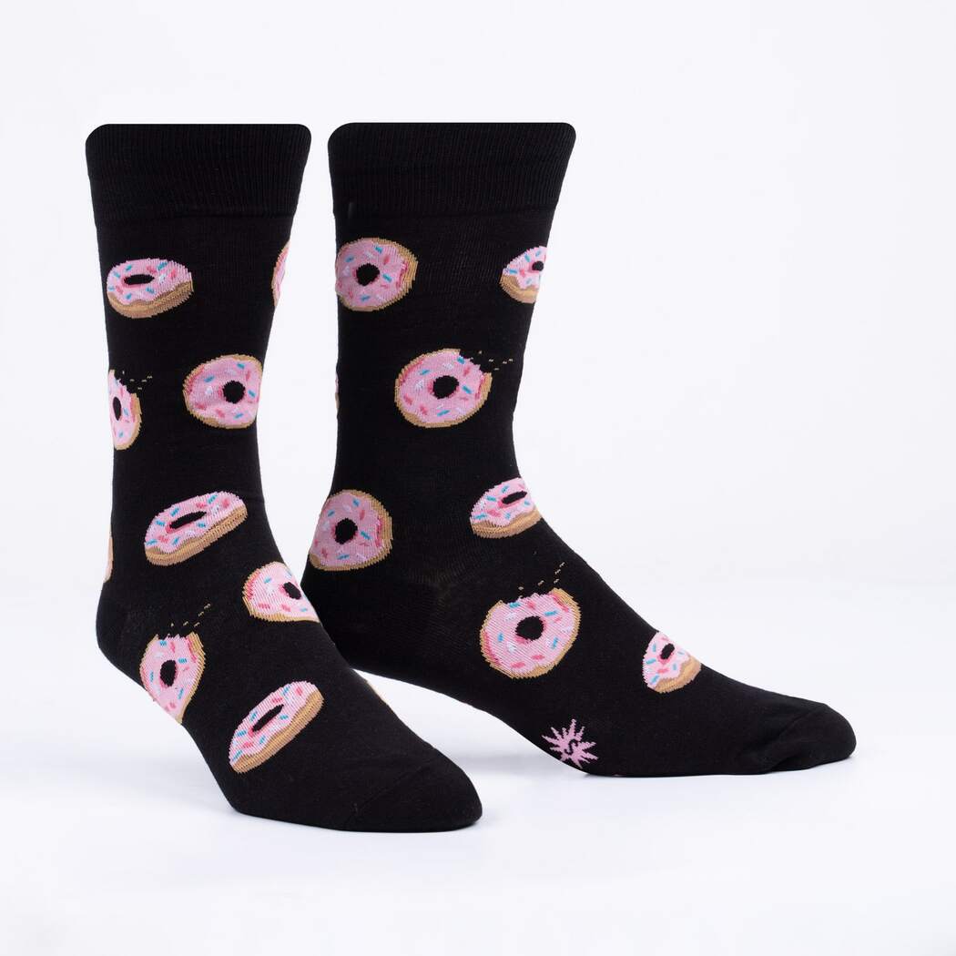 Donut Stop Believing Men's Crew Socks Black