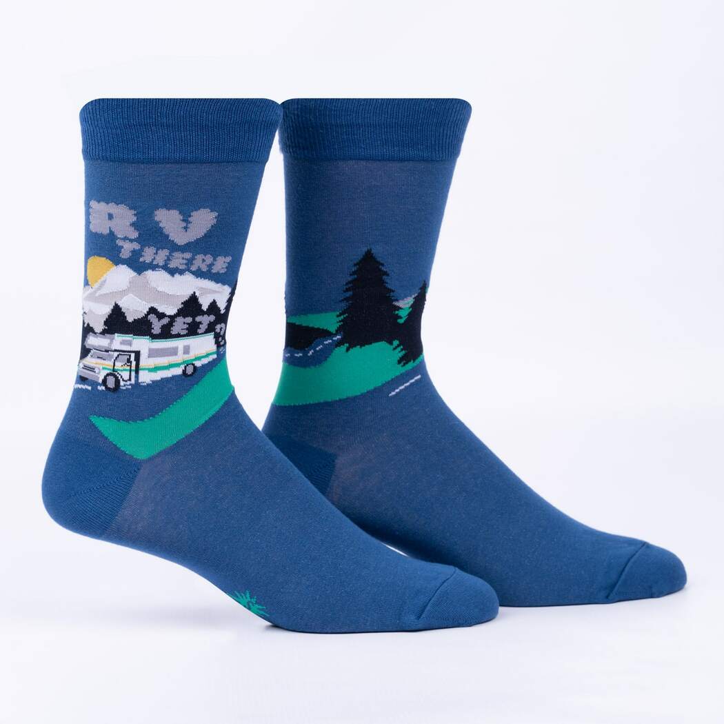 RV There Yet? Men's Crew Socks Blue