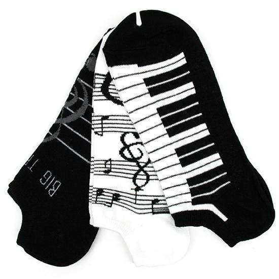 Music Men's 3 Pair No Show Black