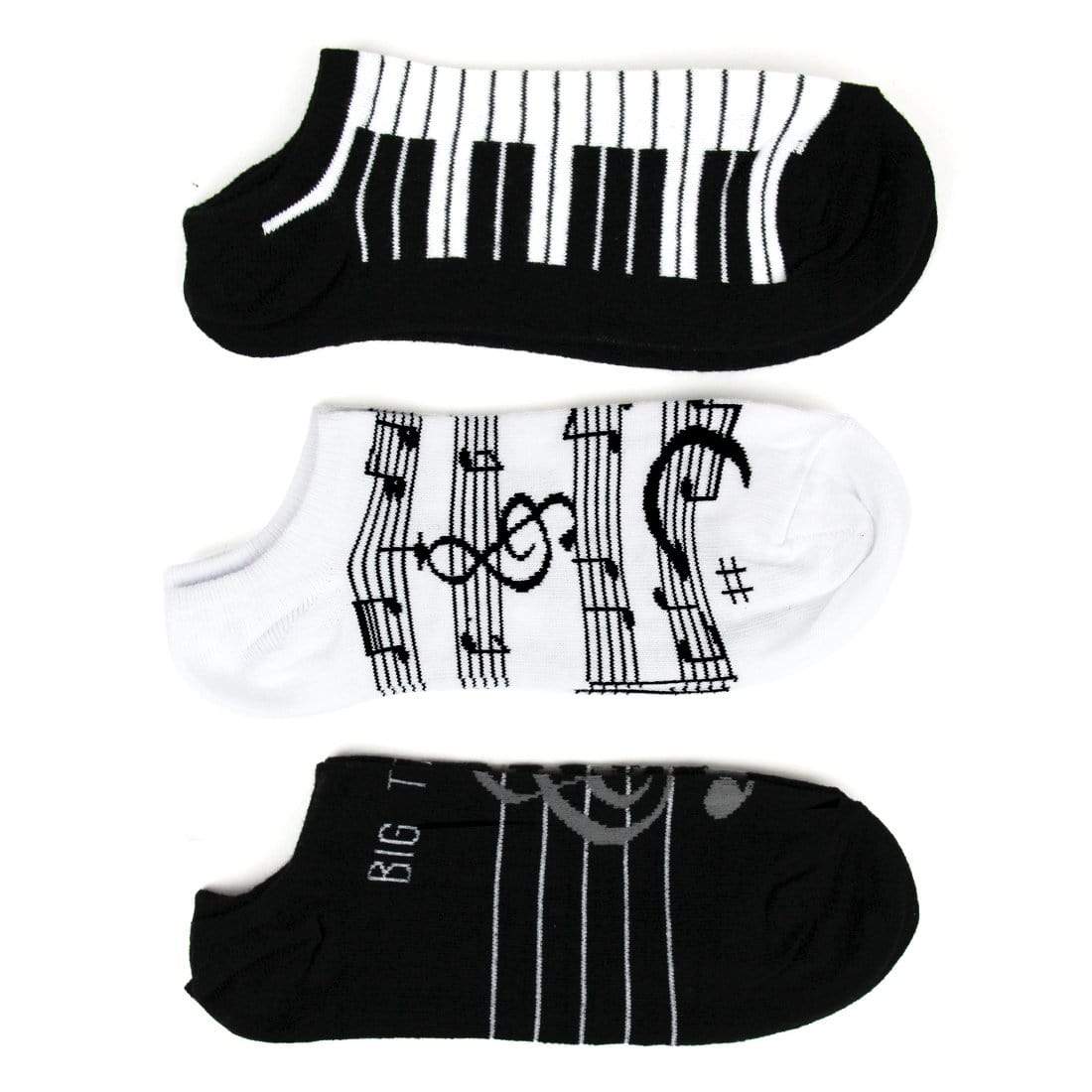 Music Men&#39;s 3 Pair No Show Black