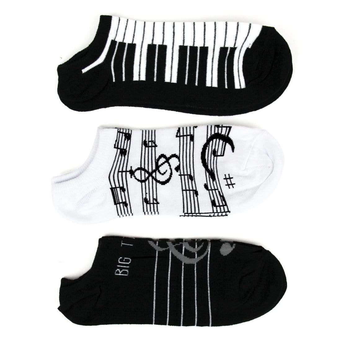 Music Men's 3 Pair No Show Black