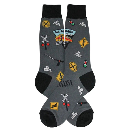 Railroad Men's Crew Socks Grey