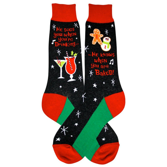 Santa Knows Socks Men’s Crew Sock black