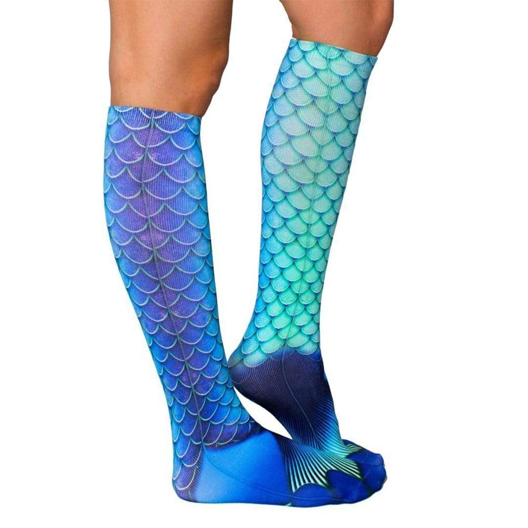 Mermaid Blue Sock  Knee High Sock Blue