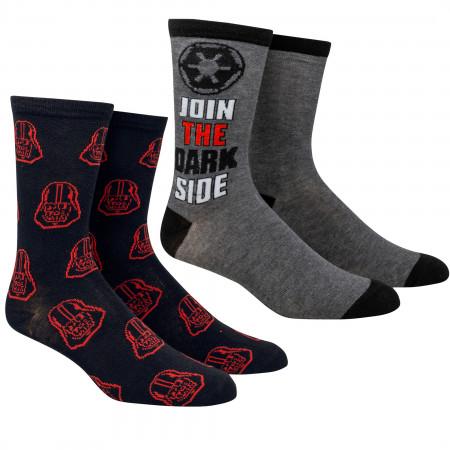 Join The Dark Side Crew Socks 2 Pack Grey