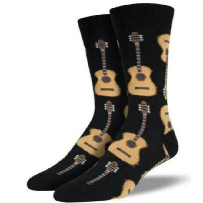 Guitar Socks Men’s Crew Sock King Shoe Size 12-15 / Black