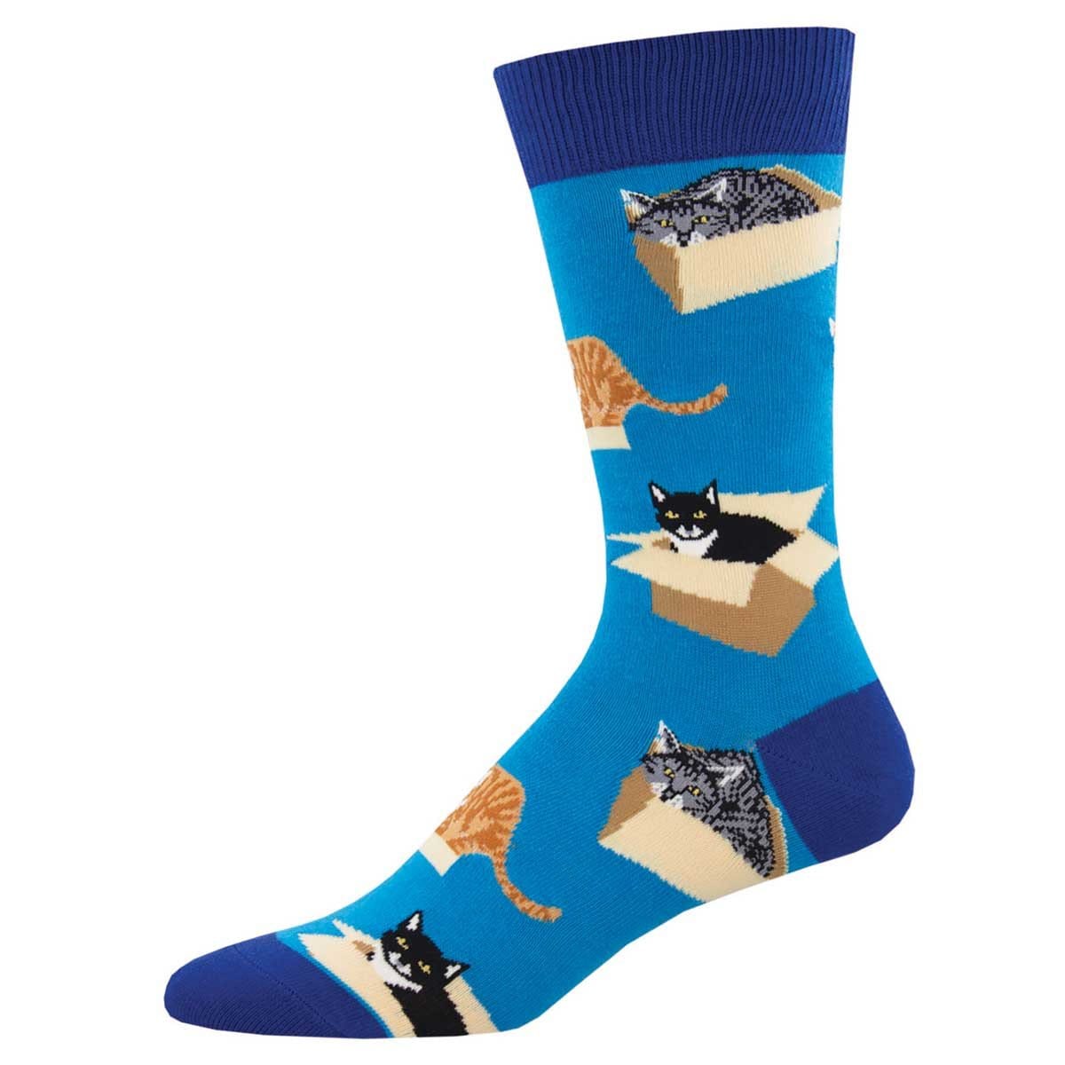 Cat In A Box Men's Crew Sock Blue