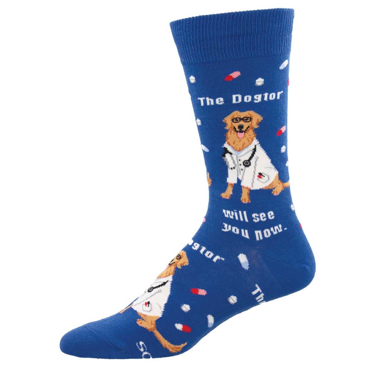 The Dogtor Is In Men's Crew Socks Blue
