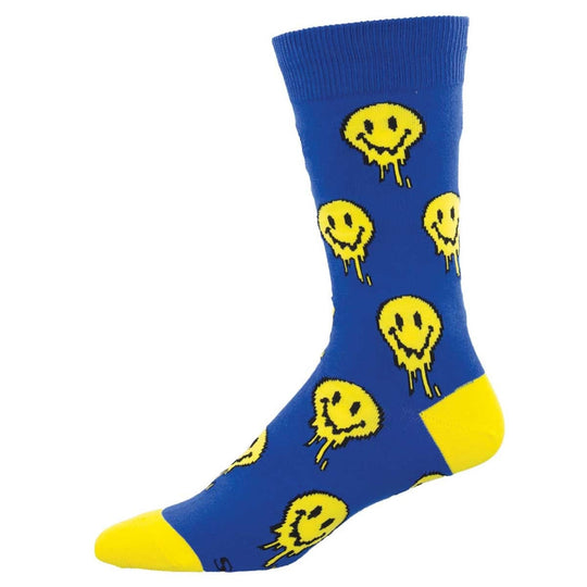 Melting Smiles Men's Crew Socks Blue