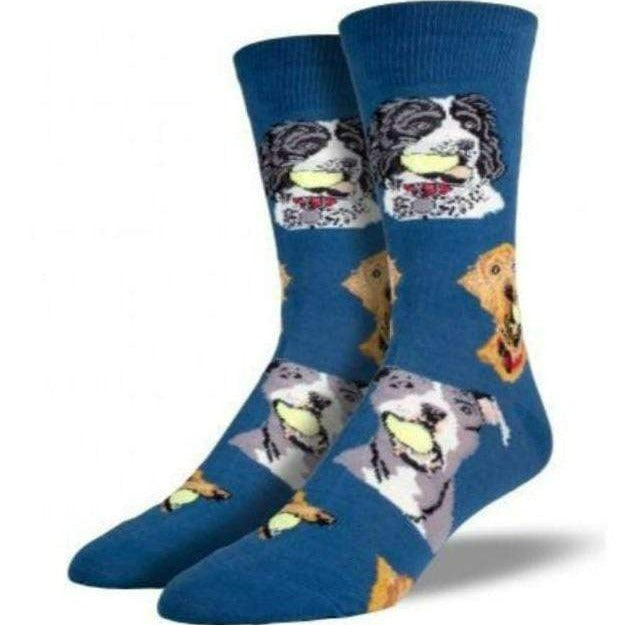 Ball Dog Socks Men's Crew Sock Blue