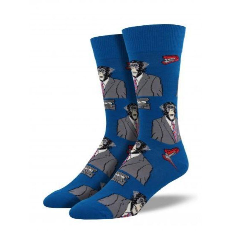 Monkey Biz Socks - Men’s Crew Socks Blue
