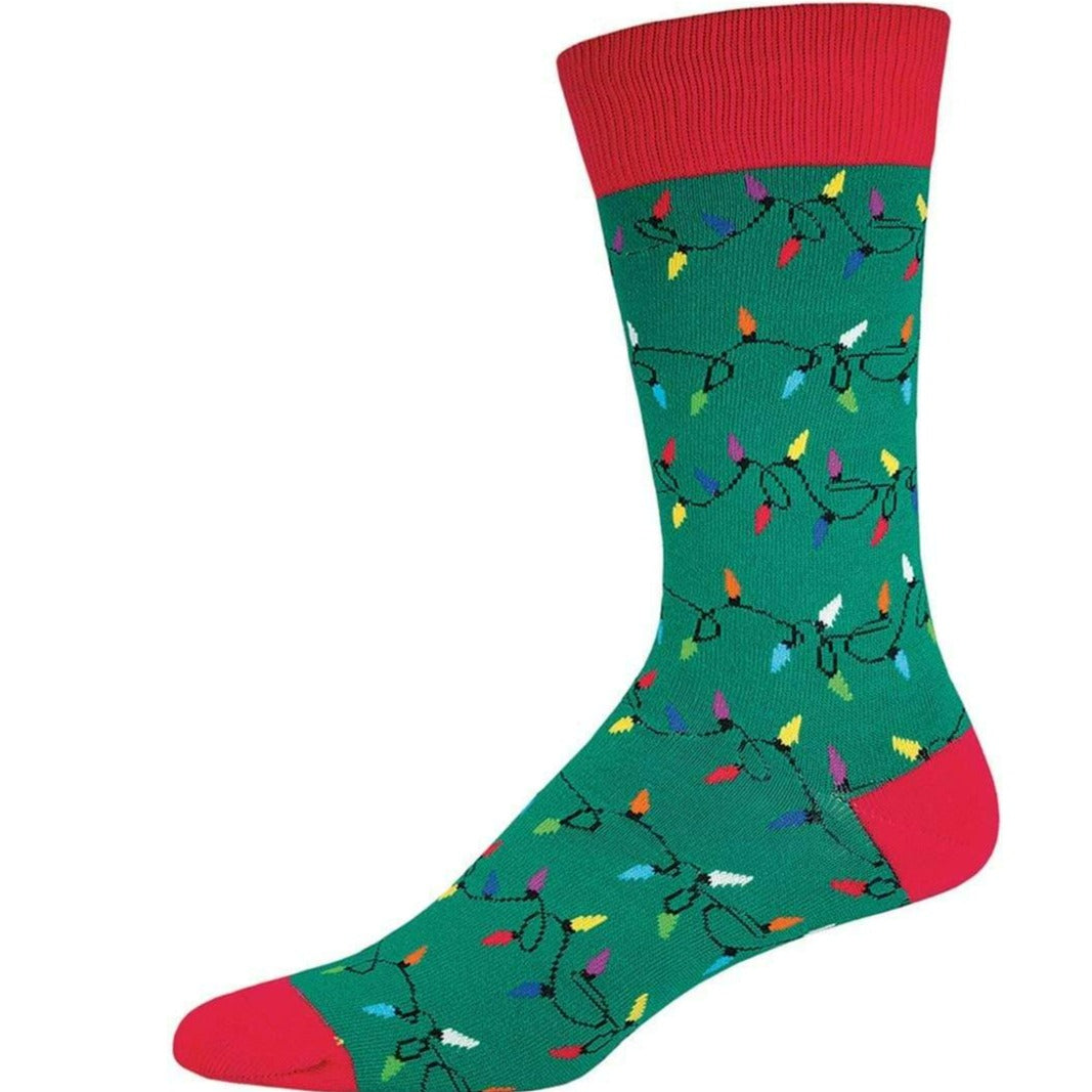 Christmas Lights Men’s Crew Sock Green