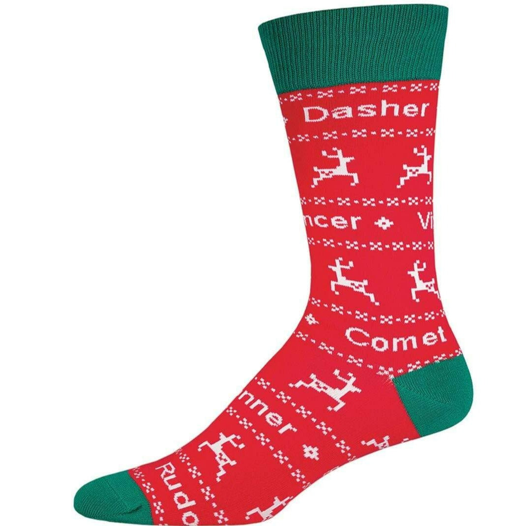 Dasher Dancer Socks  Men’s Crew Socks Red