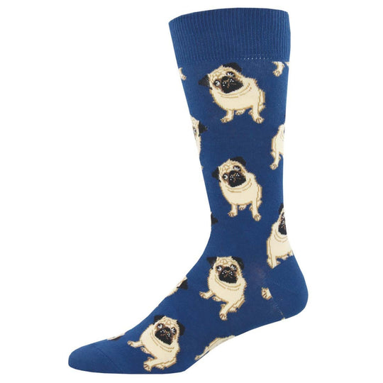 Pugs Socks Men’s Crew Sock Blue