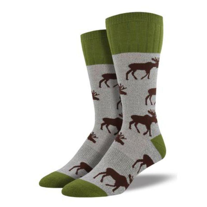 Stag Moose Hiking Socks Men’s Crew Sock gray