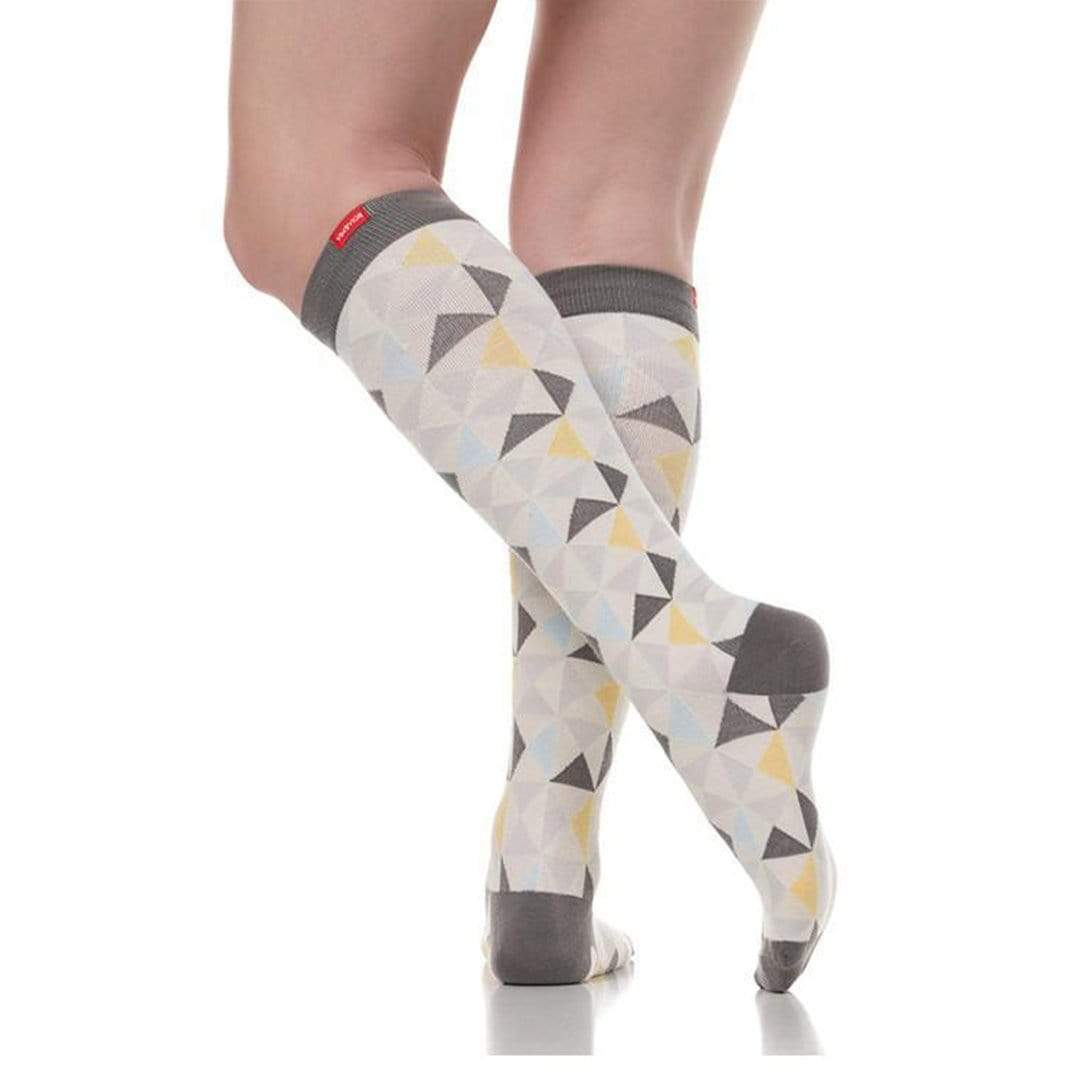 Modern Triangle: Gray &amp; Gold Compression Socks Unisex Knee High Sock