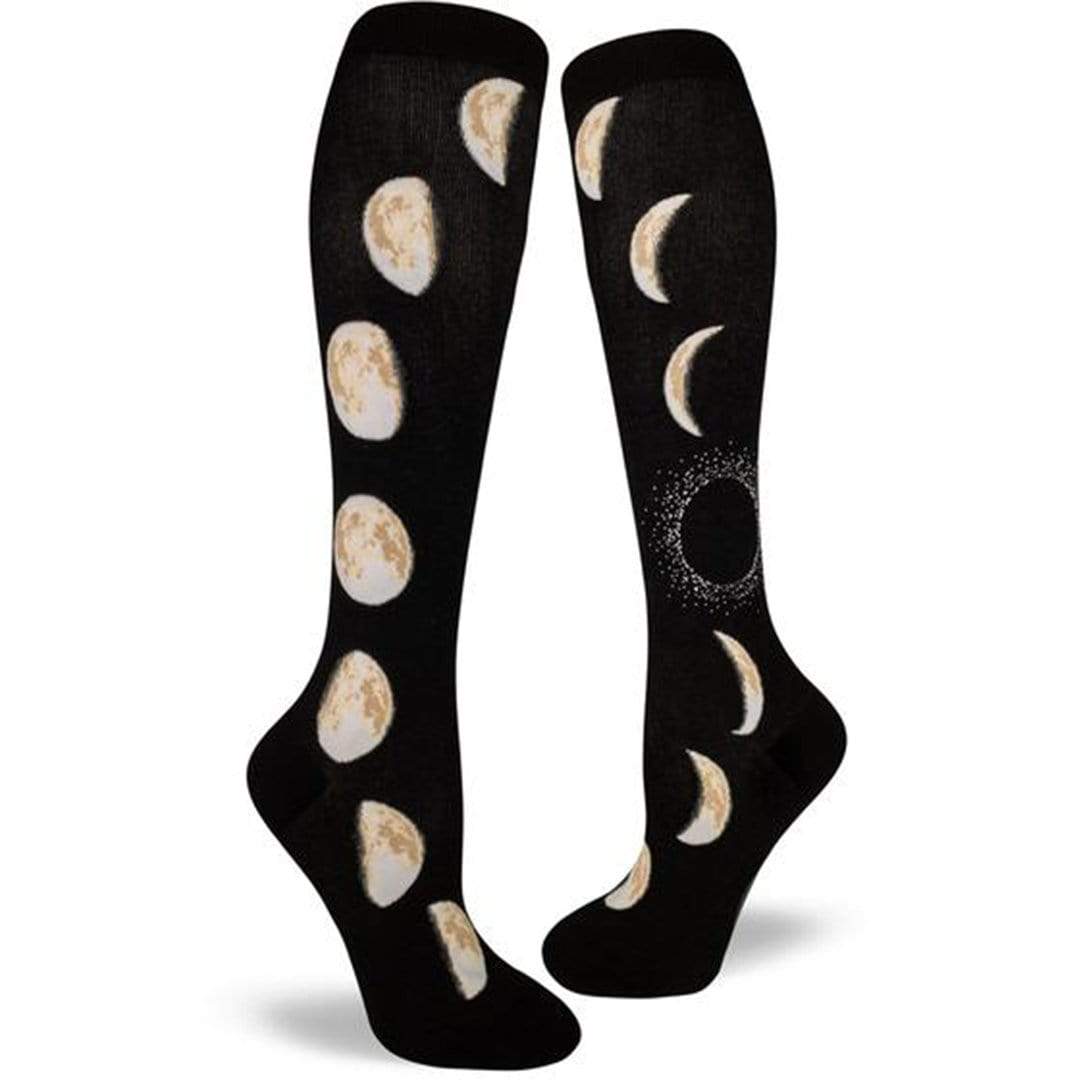 Moon Phases Socks Women&#39;s Knee High Sock Black