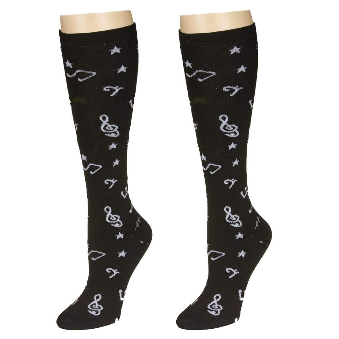 Musical Notes Socks Women's Knee High Sock Black