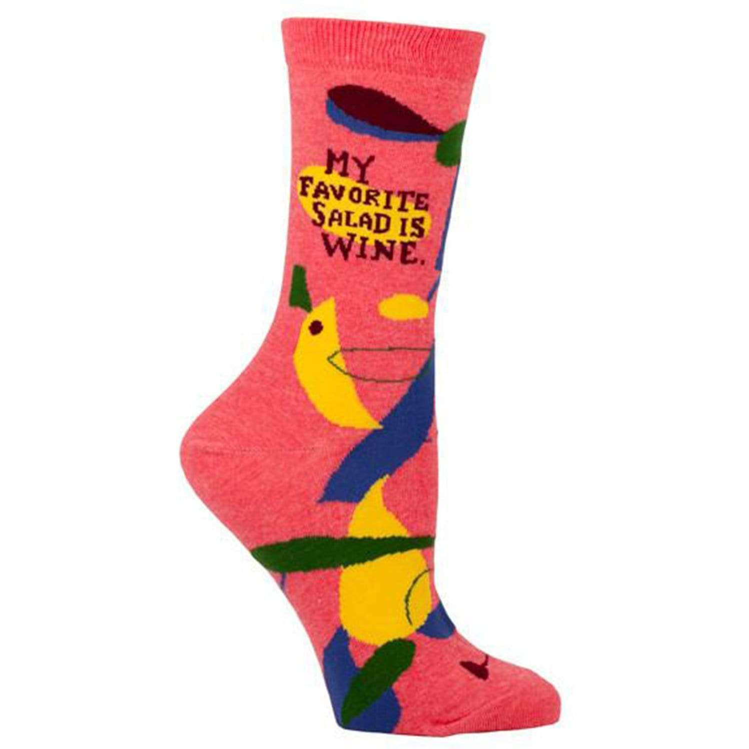 My Favorite Salad is Wine Women's Crew Sock pink