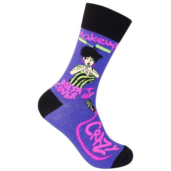 Makeup Doesn&#39;t Cover Up Crazy Socks Unisex Crew Sock purple