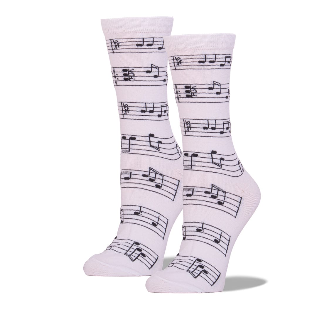 Making Music Women's Crew Sock White with Black