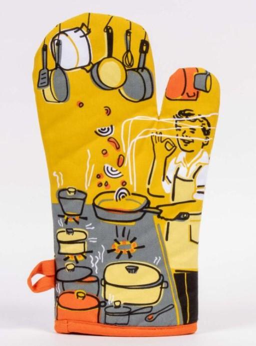 Man With a Pan Oven Mitt Yellow