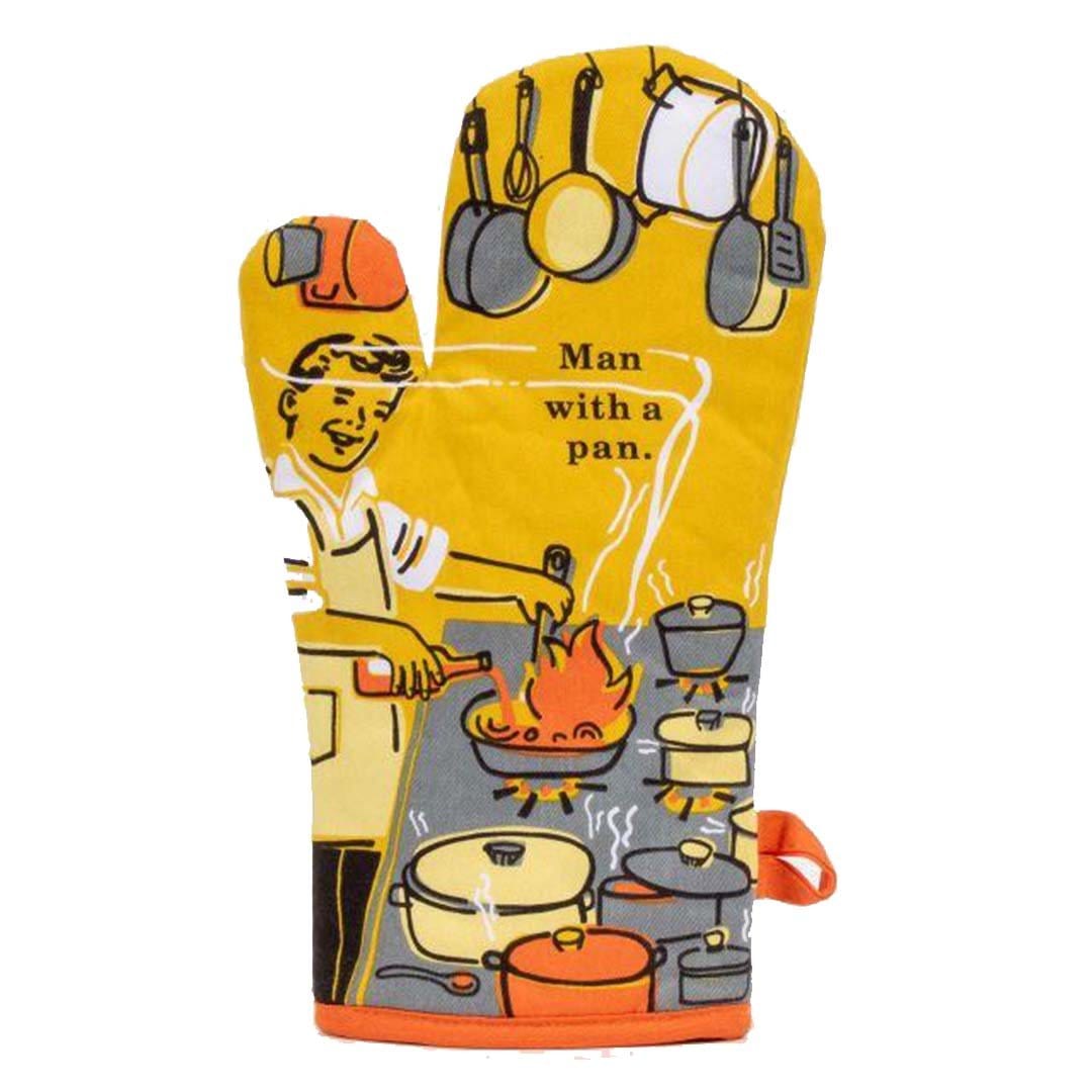 Man With a Pan Oven Mitt Yellow