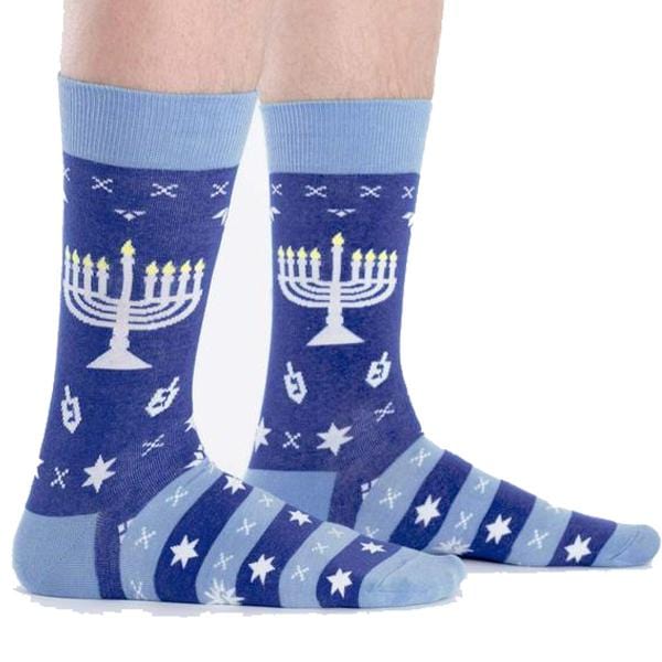 Mazel Toes Men's Crew Socks Blue