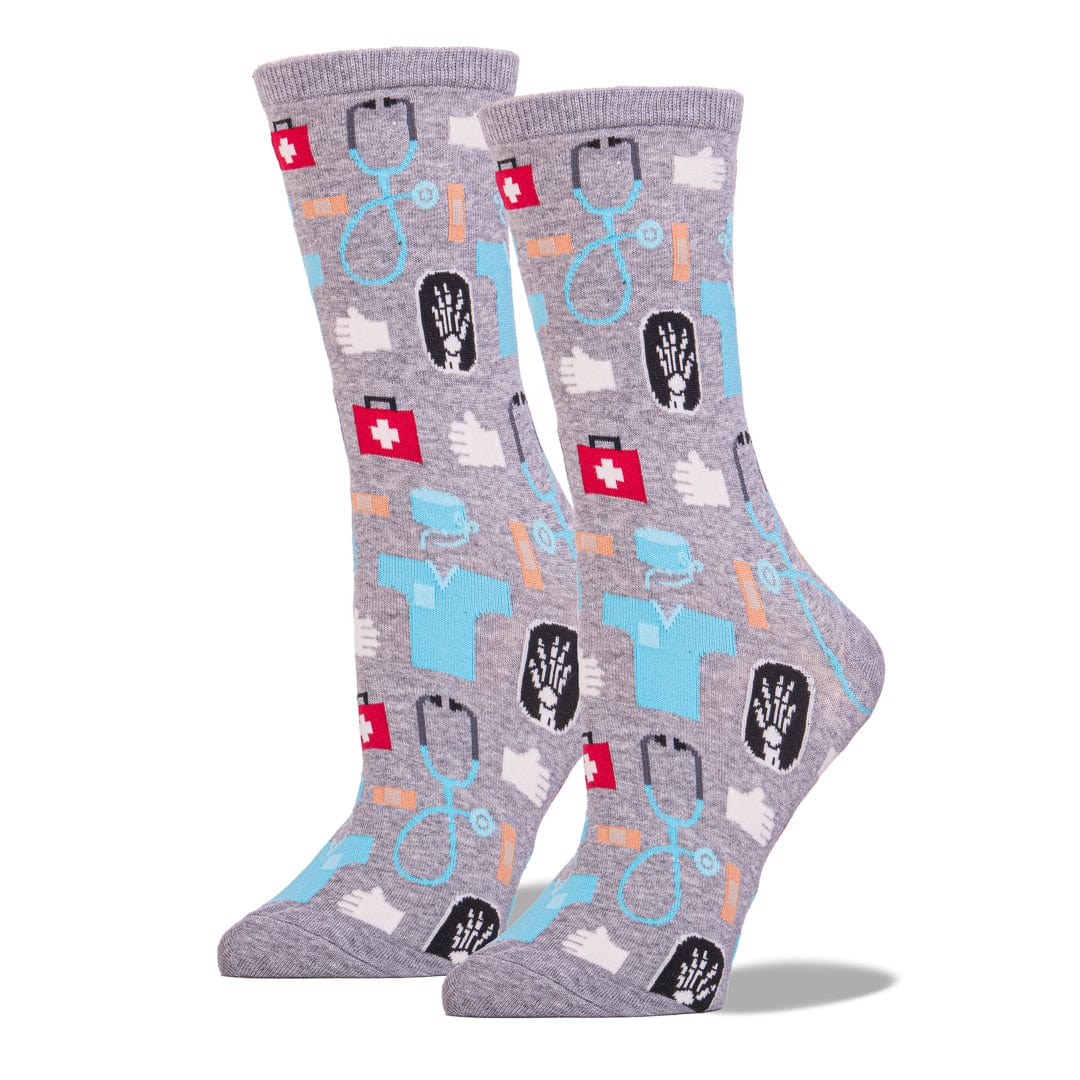 Medical Socks Women's Crew Sock Grey